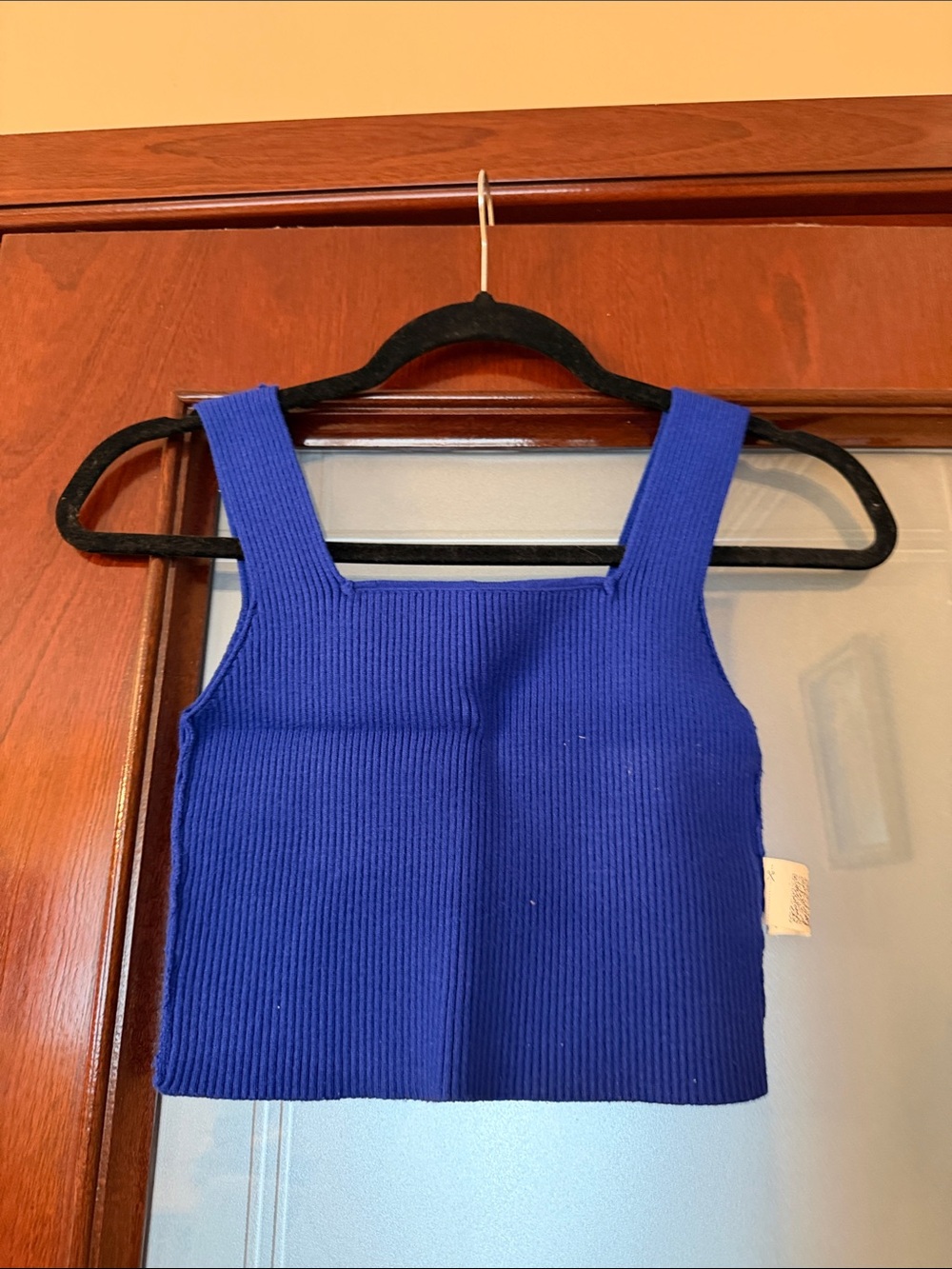 SHEIN Royal Blue Ribbed Square Neck Crop Tank
